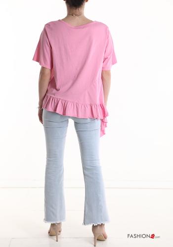 T-shirt in Cotone asimmetrico con collana - ph 2