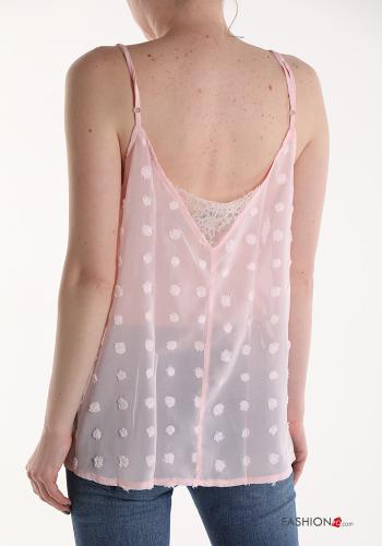 Polka-dot lace trim Tank-Top with v-neck - ph 2