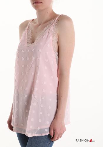 Polka-dot lace trim Tank-Top with v-neck - ph 3