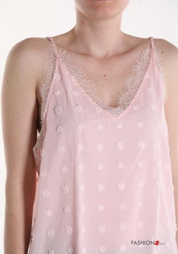 Polka-dot lace trim Tank-Top with v-neck - ph 4