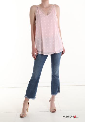 Polka-dot lace trim Tank-Top with v-neck - ph 5