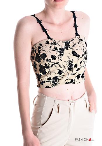 Top Fantasia floreale con coppe con elastico