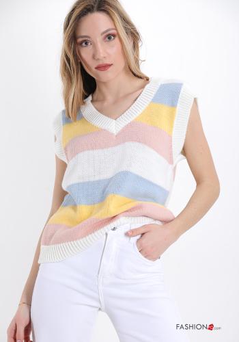 Pull Imprimé à rayures à col en V
