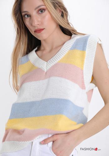 Pull Imprimé à rayures à col en V - ph 4