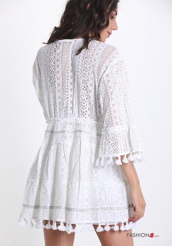 Vestido playero de Algodón encaje con lazo con cuello en v - ph 2