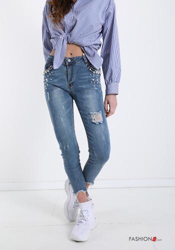 Jeans in Cotone  con perle - ph 1