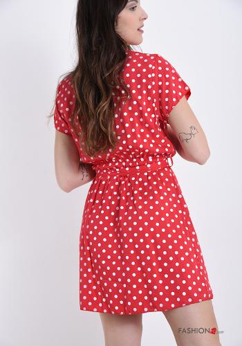 Dress  with bow v-neck With polka dots - ph 2