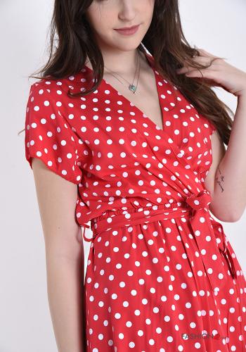 Dress  with bow v-neck With polka dots - ph 4