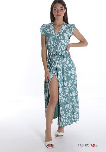 Abito  con fiocco scollo a V Fantasia floreale - ph 1