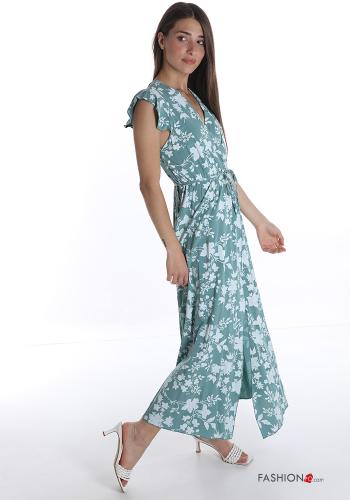Abito  con fiocco scollo a V Fantasia floreale - ph 3