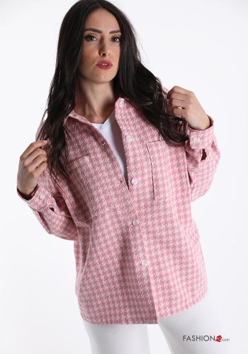 Veste en Coton  avec des boutons avec poches Imprimé pied de poule - ph 1