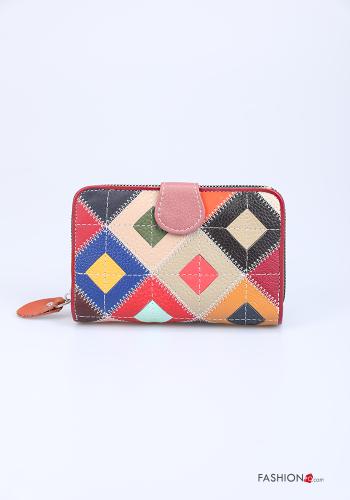 Wallet in Genuine Leather  with buttons Geometric Pattern - ph 1