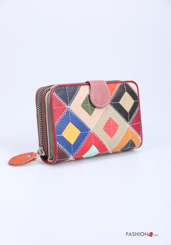 Wallet in Genuine Leather  with buttons Geometric Pattern - ph 2