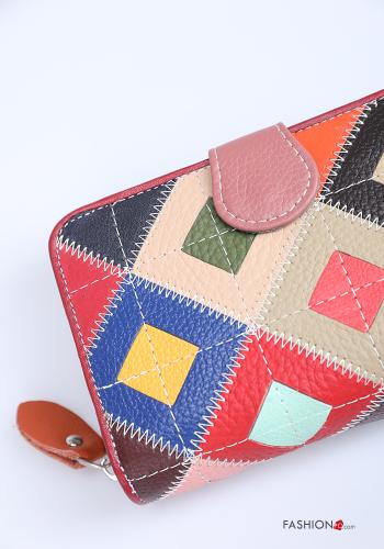 Wallet in Genuine Leather  with buttons Geometric Pattern - ph 4