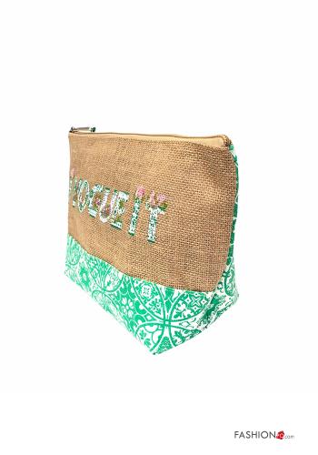Clutch em Algodão de praia Padrão escrito com fecho - ph 2