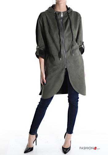 Duster Coat with pockets with hood with zip - ph 1