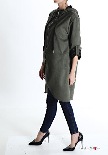 Duster Coat with pockets with hood with zip - ph 3