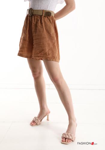 Linen Shorts with belt with pockets - ph 3