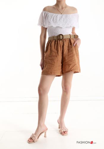 Linen Shorts with belt with pockets - ph 5