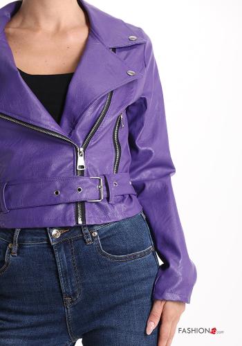 faux leather Biker Jacket with zip - ph 4