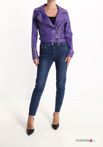 faux leather Biker Jacket with zip - ph 5
