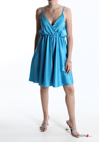Satin Ärmelloses Kleid mit V-Ausschnitt - ph 1