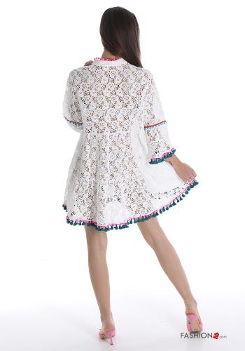 Copricostume in Cotone  pizzo con frange scollo a V con balze - ph 2