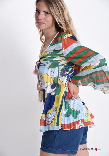 Beach robe in Cotton  v-neck Jacquard print - ph 3