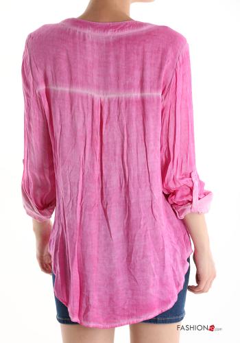 Blusa scollo a V con bottoni con tasche - ph 2