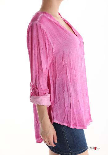 Blusa scollo a V con bottoni con tasche - ph 3