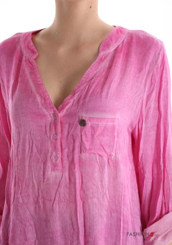 Blusa scollo a V con bottoni con tasche - ph 4