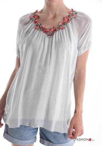 V-Ausschnitt Bluse aus Seide - ph 1