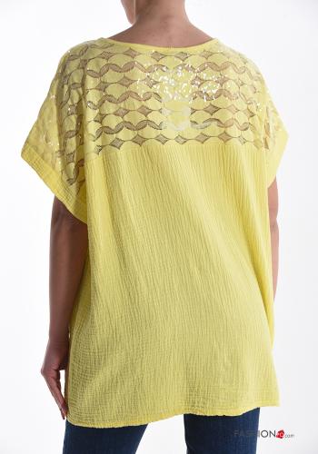 lace trim Cotton T-shirt - ph 2