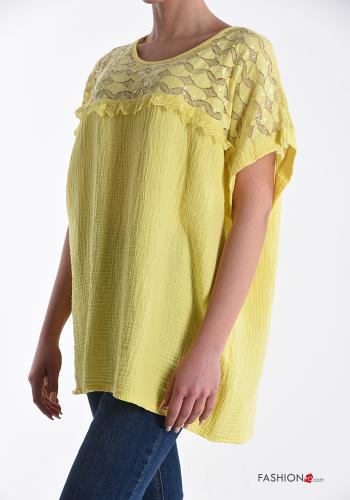 lace trim Cotton T-shirt - ph 3