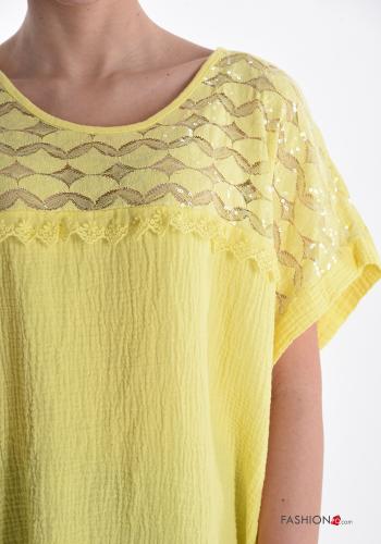 lace trim Cotton T-shirt - ph 4