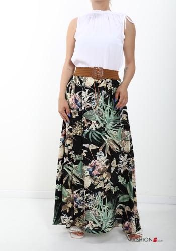 Saia Longuette Floral com cinto - ph 5