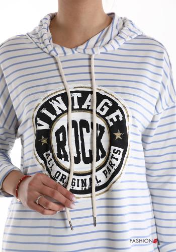Sweatshirt en Coton Imprimé à rayures à capuche - ph 4