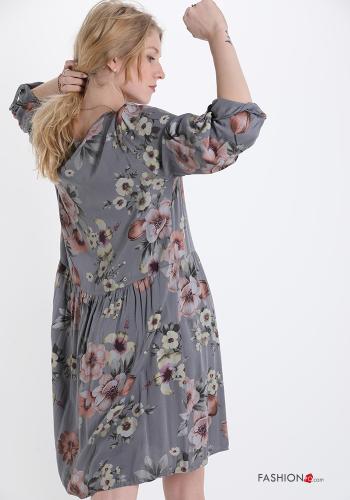 Robe  encolure en V à volants avec des boutons Imprimé floral - ph 2