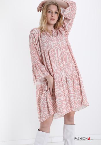 Kleid  mit Volants V-Ausschnitt Tiermuster - ph 1