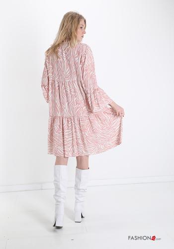 Kleid  mit Volants V-Ausschnitt Tiermuster - ph 2
