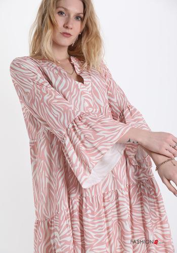 Kleid  mit Volants V-Ausschnitt Tiermuster - ph 4
