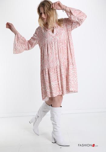 Kleid  mit Volants V-Ausschnitt Tiermuster - ph 5