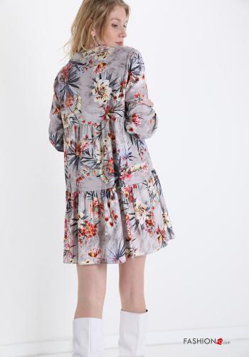 Robe  encolure en V à volants avec des boutons Imprimé floral - ph 2