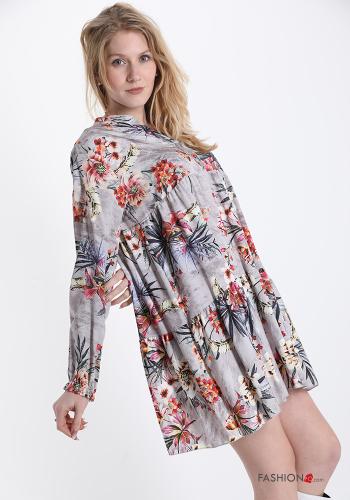 Robe  encolure en V à volants avec des boutons Imprimé floral - ph 3