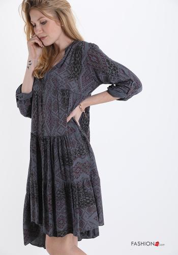 Abito  con balze scollo a V Fantasia astratta - ph 3