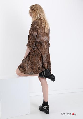Dress  with flounces v-neck Animalier pattern - ph 2