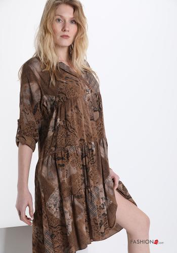 Dress  with flounces v-neck Animalier pattern - ph 3