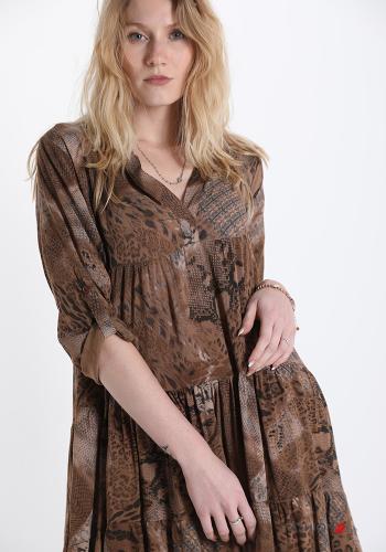 Dress  with flounces v-neck Animalier pattern - ph 4