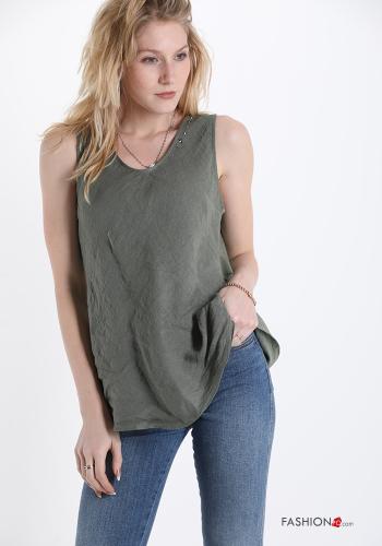 Top in Linen  with studs - ph 1