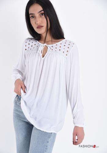 Blusa  con fiocco pizzo con nastro - ph 1